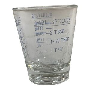 Vintage Glass Measuring Shot Glass For Cooking Baking Teaspoon Tablespoon
